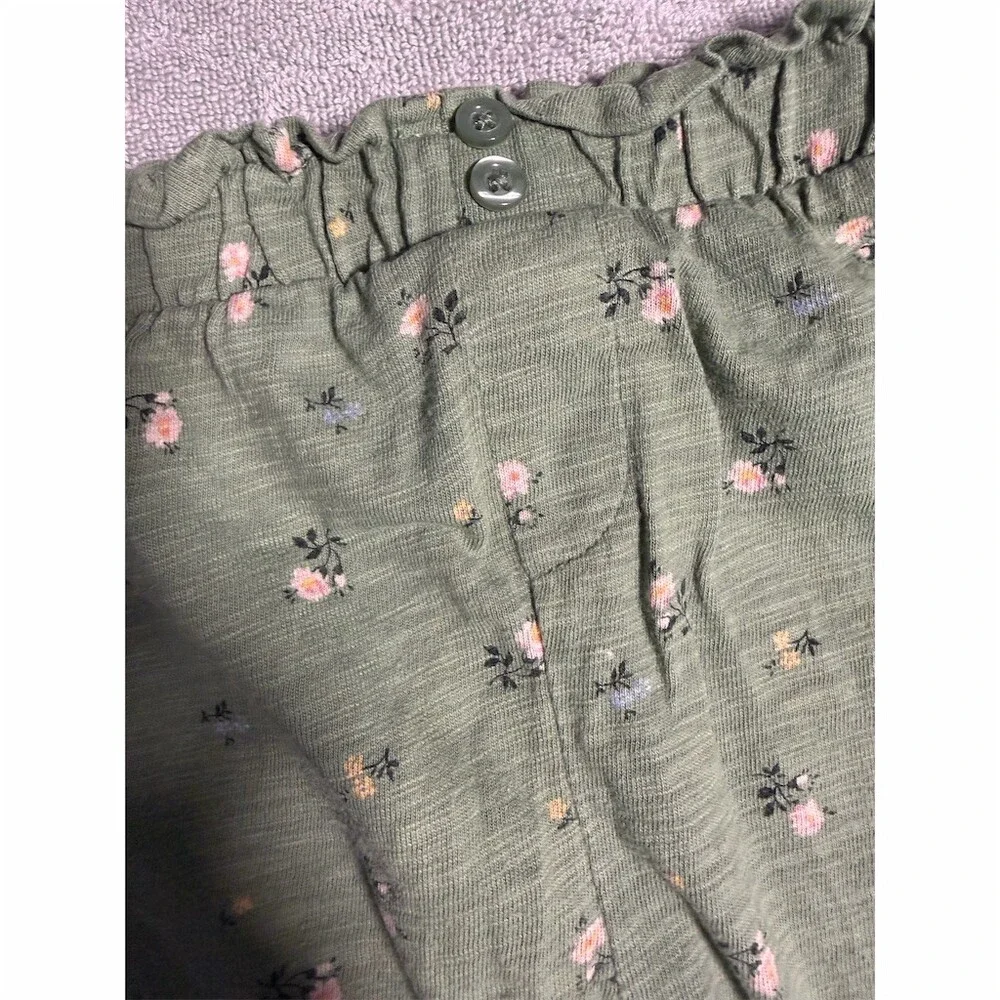 Baby GAP Toddler Girls Jogger Pants Green Floral Size 12-18 Months